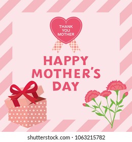 Mother's day greeting card with carnation flower.