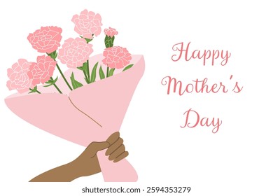 Mother's day greeting card with carnation bouquet design for mom.