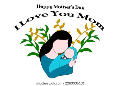 Mother's day greeting card. Mother's Day is celebrated on May 8. Vector banner with background isolated elements. Design for happy mother's day. Vector illustration.