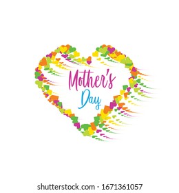 Mother's day greeting card with colorful hearts