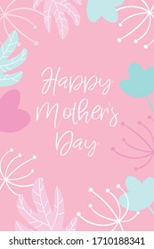 Mother`s Day greeting card. Cute pink design. Vector illustration.