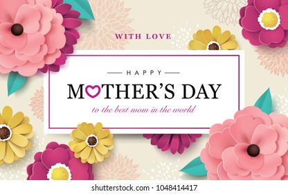 Mother's Day greeting card design with beautiful blossom flowers