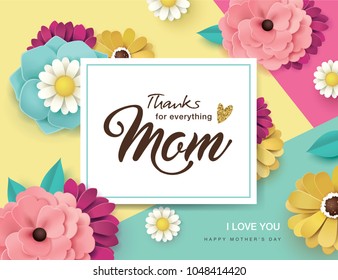 Mother's Day greeting card design with beautiful blossom flowers