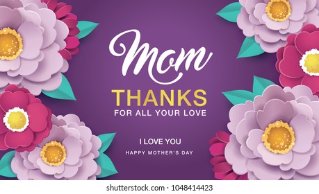 Mother's Day greeting card design with beautiful blossom flowers