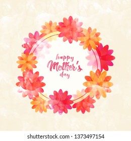 Mother's Day Greeting card design with frame and beautiful colorful blossom flowers.