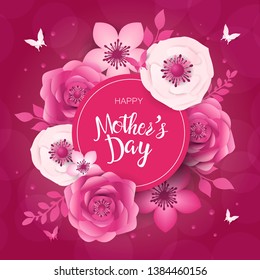 Mother's day greeting card, design with frame and flowers