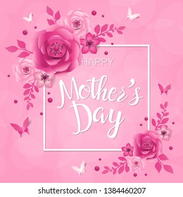 Mother's day greeting card, design with frame and flowers