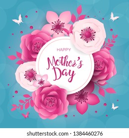 Mother's day greeting card, design with frame and flowers