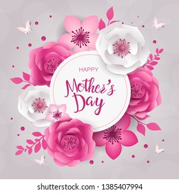 Mother's day greeting card, design with frame and flowers