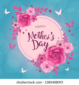 Mother's day greeting card, design with frame and flowers