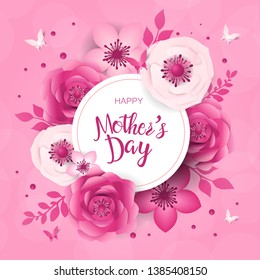 Mother's day greeting card, design with frame and flowers