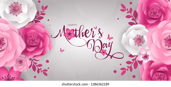 Mother's day greeting card, design with frame and flowers. Mothers day disign