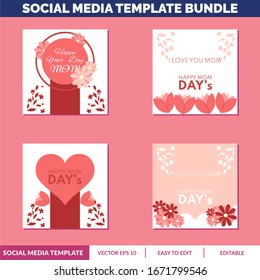 Mother's day greeting card design with flowers and love background vector. Creative mothers day card vector illustration for social media post, blog post. I love you mom.