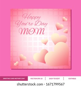 Mother's day greeting card design with flowers and love background vector. Creative mothers day card vector illustration for social media post, blog post. I love you mom.