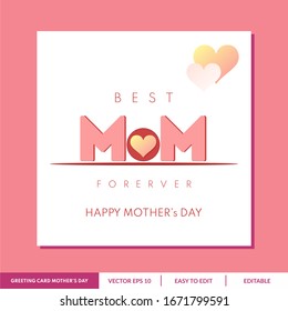 Mother's day greeting card design with flowers and love background vector. Creative mothers day card vector illustration for social media post, blog post. I love you mom.