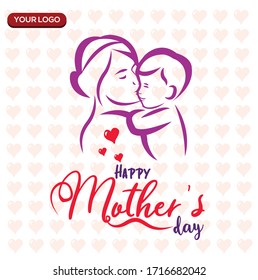 Mother's day greeting card design with flowers and love background vector. Creative mothers day card vector illustration for social media post, blog post, and direct sending to your mother.