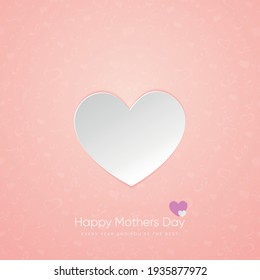 Mothers day greeting card design with a big white heart 