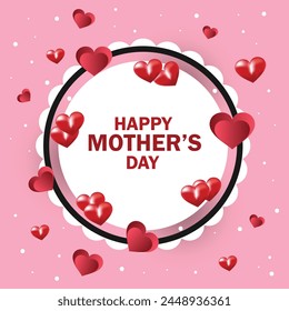 Mother's Day greeting card design with 3D hearts background and text space