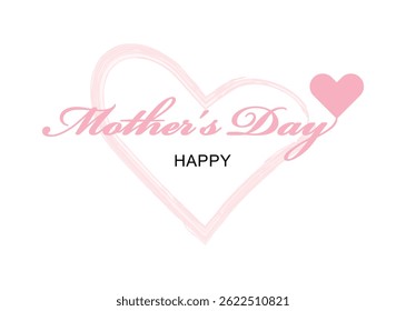 Mother's Day greeting card design with an elegant pink heart and handwritten typography, perfect for a printable invitation, love celebration, mother appreciation, and family holiday design.