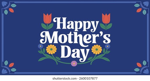 Mother's Day Greeting Card | Floral Holiday Design | Celebration Banner

