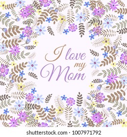 Mother's day greeting card with flowers background