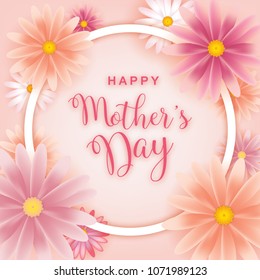 Mother's day greeting card with flowers background