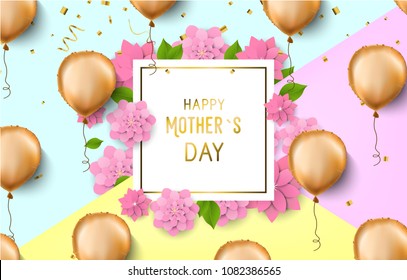 Mother's day greeting card with flowers background