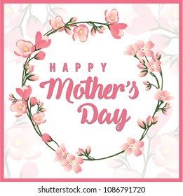 Mother's day greeting card with flowers background