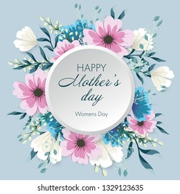 Mother's day greeting card with flowers