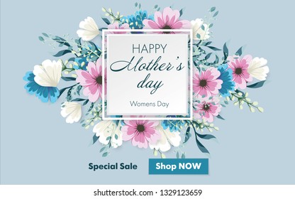 Mother's day greeting card with flowers