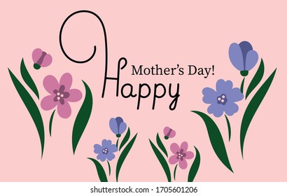 Mothers day greeting card flowers vector illustration