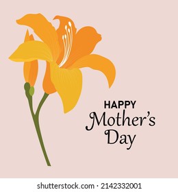 Mothers day greeting card with flowers. Vector illustration