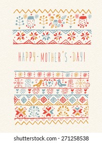 Mothers day greeting card with flowers and lettering in vintage style. Retro poster for Mother day holidays.