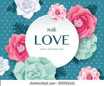 Mother's day greeting card with flowers background