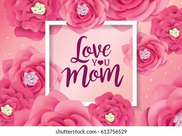 Mother's day greeting card with flowers background