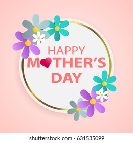 Mothers day greeting card with flowers background. Happy mothers day layout design with Flowers. Greeting card for mothers day with flowers on a pink background. Background for mothers day - Vector