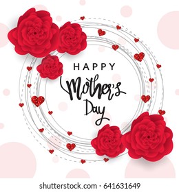 Mother's day greeting card with flowers background. Vector Illustration