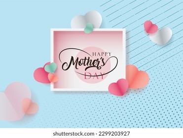 MOTHER'S DAY GREETING CARD WITH HEARTS