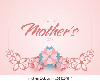 Mother's day greeting card - i love you mom - women day with heart - happy mothers day with colored flowers