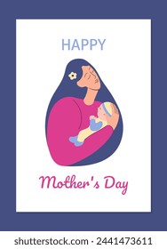 Mother's Day greeting card with mom holding a newborn baby in her arms.