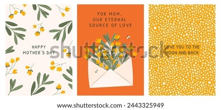 Mother's Day. Greeting card for mom. Mom. Flowers. Vector illustration of an envelope with flowers, abstract background for Mother's Day