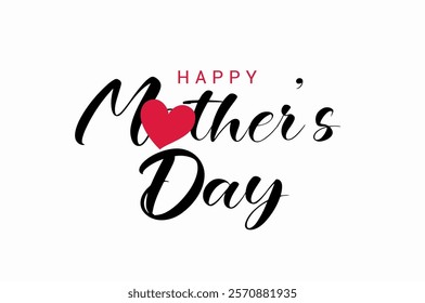 Mother's day greeting card poster. Vector banner with pink paper hearts. Symbols of love on white background