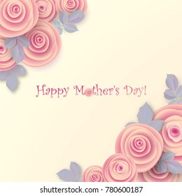 Mother's day greeting card with roses flowers background