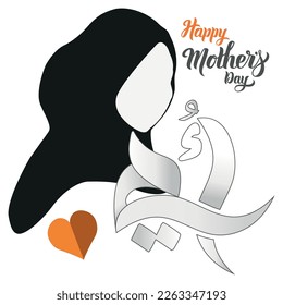 Mother's Day Greeting Card Template in Arabic Calligraphy Design - Translation Arabic text is (Happy mother's day) 21st march - mom logo 10