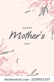 Mother's Day greeting card template with spring twigs