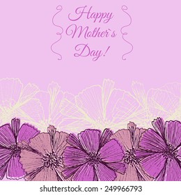 Mother`s Day Greeting Card Template, Vector