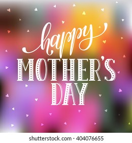 Mother's Day greeting card template. Happy Mother's day wording with dry brush hearts on background.