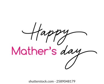 Mother's day greeting card. two hearts drawn with one line with the word mom. vector illustration on white background
