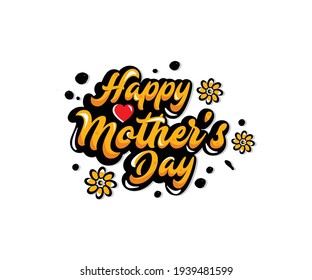 Mother's day greeting card. Vector banner with girl and flying pink paper hearts. Symbols of love on white background