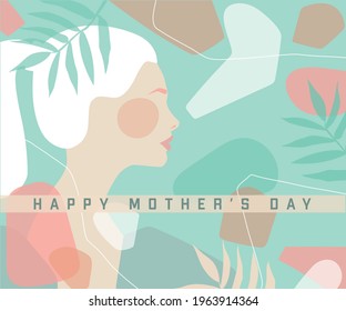 Mother's day greeting card. Vector banner. Cartão de dia das mães. Post mothers day. Modern candy colors.